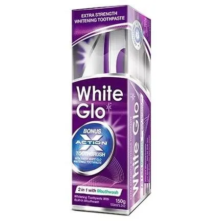 WHITE GLO Pasta do zębów wybielająca 2w1 Mouthwash 100ml/150g