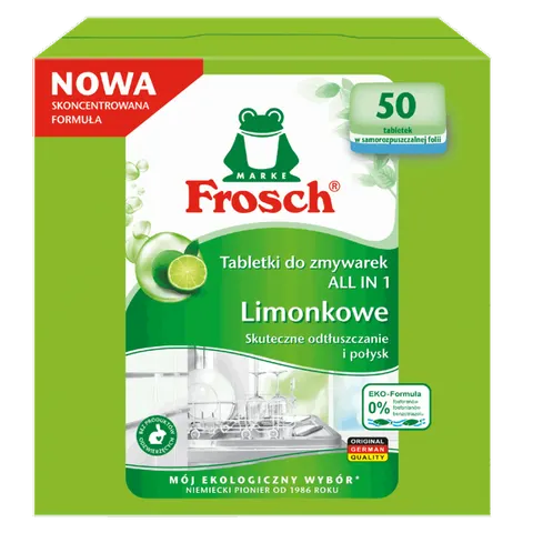 Frosch Tabletki do zmywarki Limonkowe All in 1 – 50 szt.
