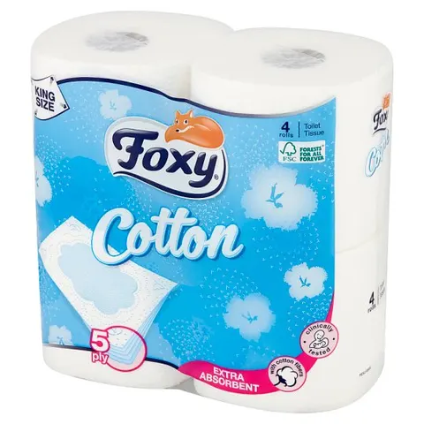 FOXY Papier toaletowy 4 rolki Cotton 5 warstw , extra gruby
