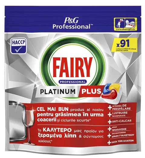 FAIRY Professional Platinum Plus Lemon Kapsułki do Zmywarki 91 szt. – Profesjonalne Kapsułki Cytrynowe