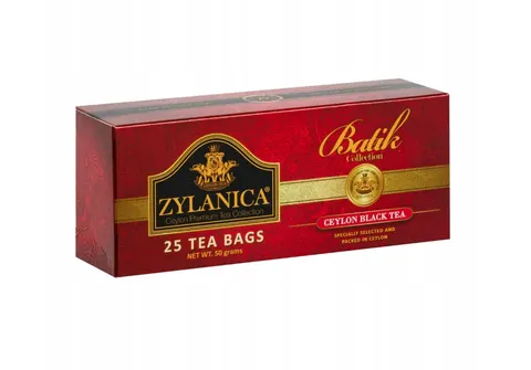 ZYLANICA Batik Collection Ceylon Black Tea Herbata Czarna 25 Torebek (50g) – Oryginalna Herbata ze Sri Lanki