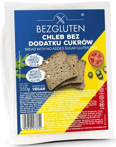 Chleb bez dodatku cukrów bezglutenowy 350g - Bezgluten
