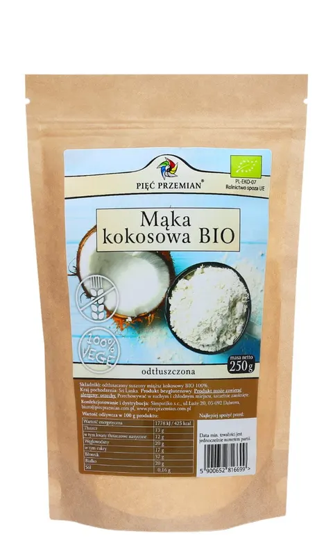 Mąka Kokosowa bezglutenowa BIO 250g - Pięć Przemian