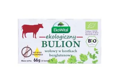 BULION WOŁOWY W KOSTKACH BEZ OLEJU PALMOWEGO BEZGLUTENOWY BIO 66 g - EKOWITAL