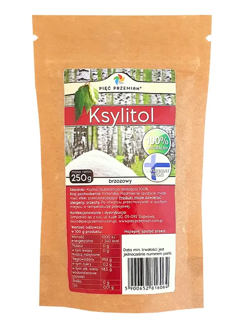 Ksylitol Fiński Bezglutenowy 250 g - Pięć Przemian