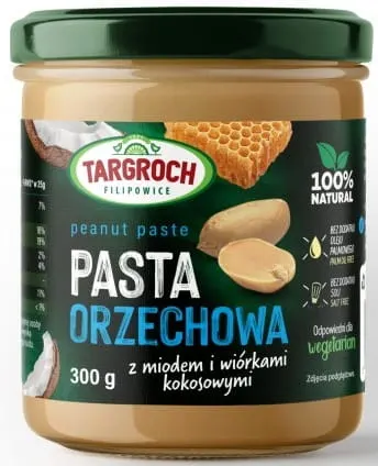 Pasta Orzechowa Miód & Kokos 300g - Targroch