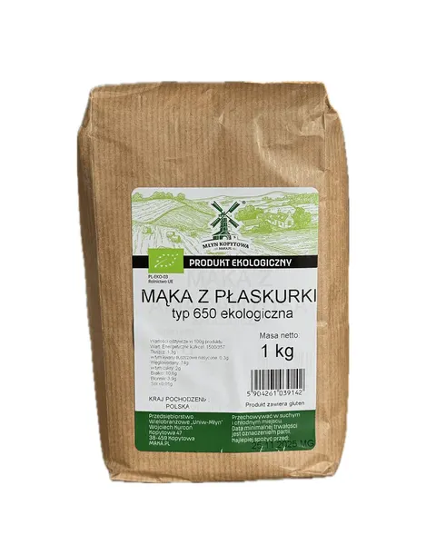 Mąka z Płaskurki Jasna Typ 650 BIO 1kg - Młyn Kopytowa
