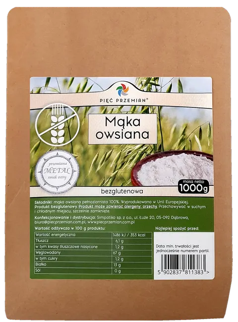 Mąka Owsiana bezglutenowa 1kg - Pięć Przemian
