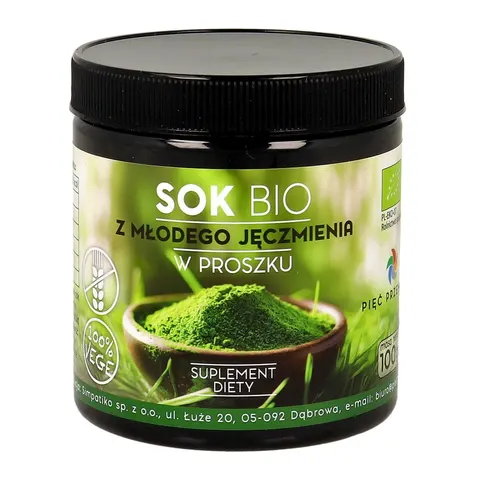 Sok z Młodego Jęczmienia w Proszku BIO 100g - Pięć Przemian