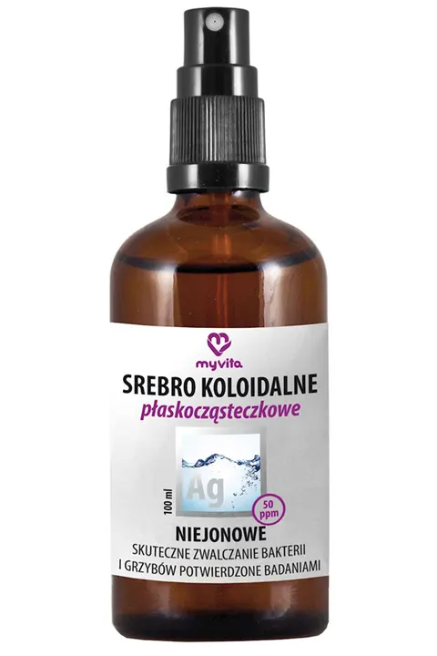 Srebro Koloidalne Płaskocząsteczkowe Niejonowe 50ppm Spray 100 ml - MyVita