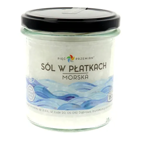 Sól Morska Biała w Płatkach bezglutenowa 180 g - Pięć Przemian