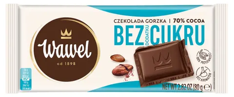 Czekolada Gorzka 70% Kakao bez dodatku cukru 80g - Wawel
