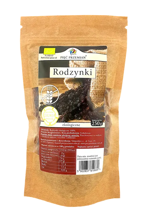 Rodzynki bezglutenowe BIO 250g - Pięć Przemian