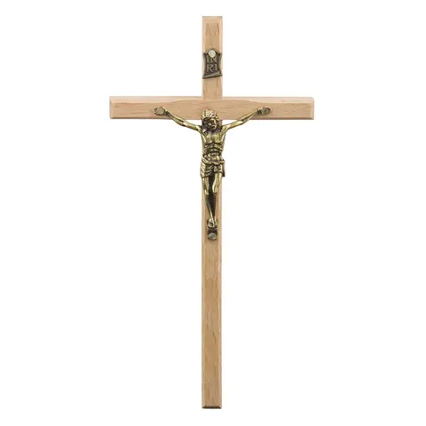 Krzyż wiszący drewniany jasny 15 cm