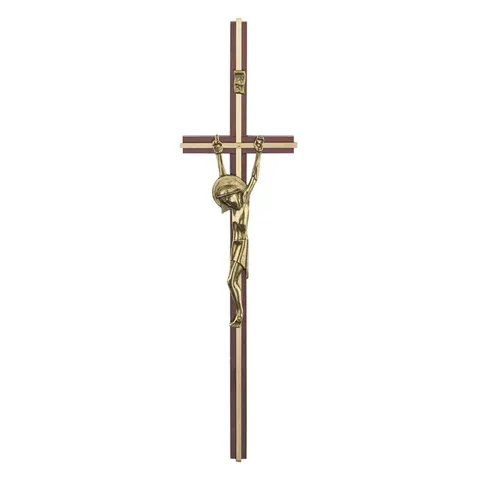 Krzyż wiszący ciemny z złotymi wstawkami 32cm