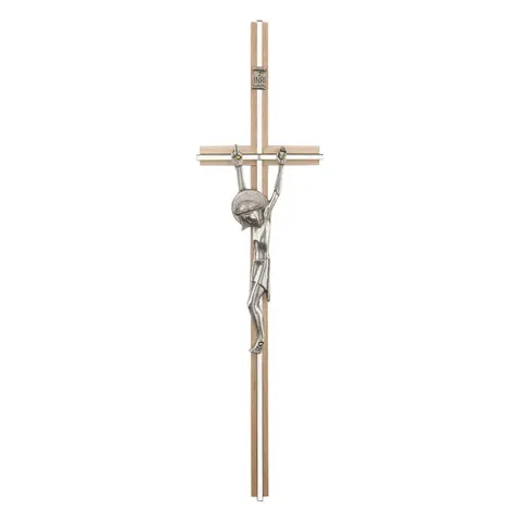 Krzyż wiszący, jasny srebrny 32 cm