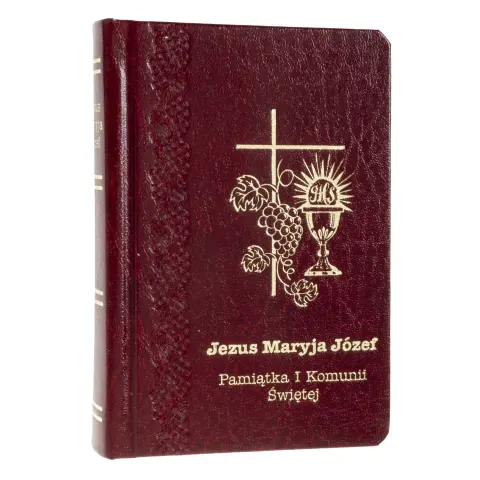Książeczka do Komunii Jezus, Maryja, Józef w Kolorze Bordowym