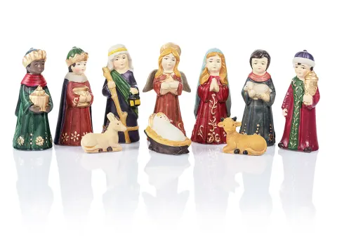 Figurki do szopki bożonarodzeniowej ceramiczne ręcznie malowane 10 elementów 12 cm