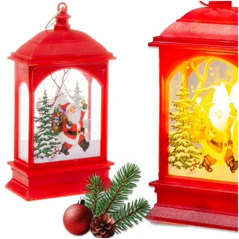 Lampion świąteczny z MIKOŁAJEM LED dla dzieci na roraty 13,5 cm