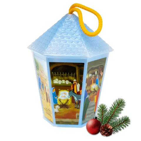 Lampion adwentowy LED dla dzieci na roraty KOLOROWE ŚWIATŁO niebieski