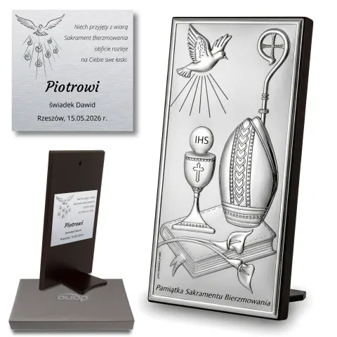 Pamiątka sakramentu bierzmowania obrazek srebrny DS150