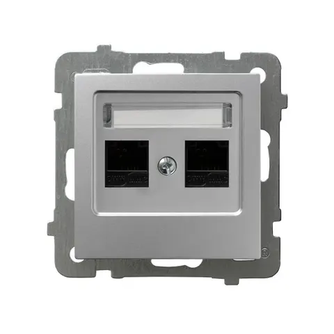 Ospel As srebrny gniazdo komputerowe podwójne - GPK-2G/K/M/18