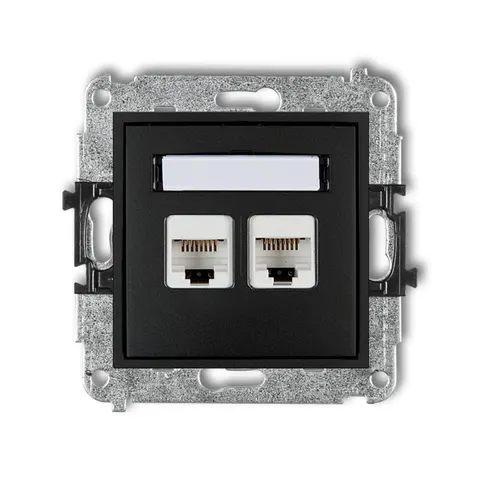 Karlik MINI Gniazdo komputerowe podwójne 2 x RJ45, kat. 5e, 8-stykowe czarny mat - 12MGK-2
