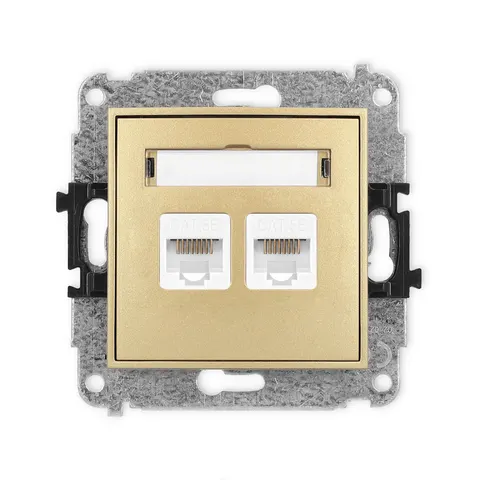Karlik MINI Gniazdo komputerowe podwójne 2xRJ45 złoty - 29MGK-2