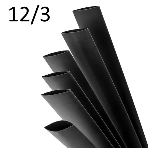 Rurka termokurczliwa z klejem 12/3 czarna 1m