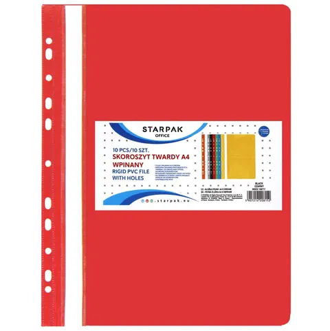 Skoroszyt PCV twardy wpinany na dokumenty A4 czerwony A 10 STARPAK 109667 (opakowanie 10 szt.)