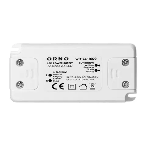 Zasilacz do LED 12VDC 6W IP20 - OR-ZL-1609