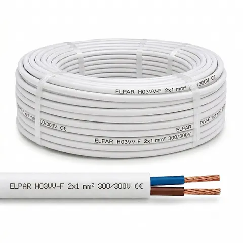 Przewód instalacyjny OMY 2x1 biały (H03VV-F) 300V/300V - krążek 20 mb