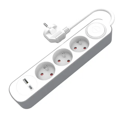 Przedłużacz 3 gniazda 5m z wyłącznikiem i gniazdami USB A USB C