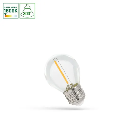 Żarówka LED filament kulka E27 1W ciepła biała 1800K - WOJ+14651