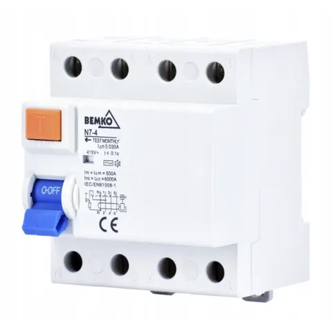 Wyłącznik różnicowoprądowy 4P 40A AC 30mA - Bemko A05-N7-4-40-030