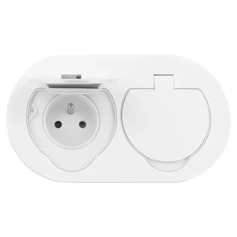 Gniazdo hermetyczne podwójne IP55 2x2P+Z owalne białe