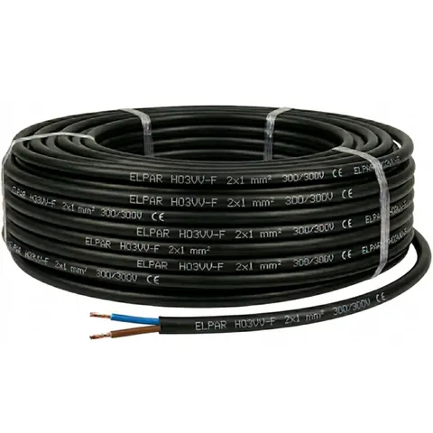 Przewód OMY 2x1 (H03VV-F) 300/300V czarny - krążek 30 m
