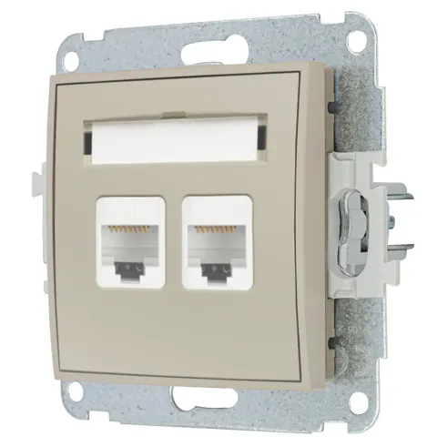 Karlik MINI Gniazdo komputerowe podwójne 2 x RJ45, kat. 5e, 8-stykowe taupe