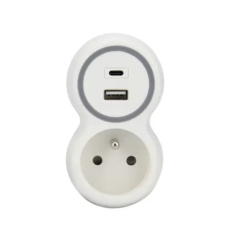 Rozgałęźnik pojedynczy 1xU/Z, 1xUSB A, 1xUSB C PD20W - R-1CA/B/PD