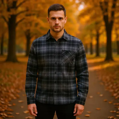 Koszula flanelowa w kratę męska szara Captain Mike