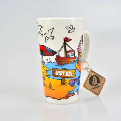 Kubek USTKA ceramiczny DUŻY nadmorski prezent pamiątka plaża 450 ml