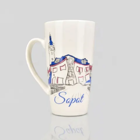 Kubek SOPOT ceramiczny DUŻY nadmorski prezent pamiątka znad morza 450 ml