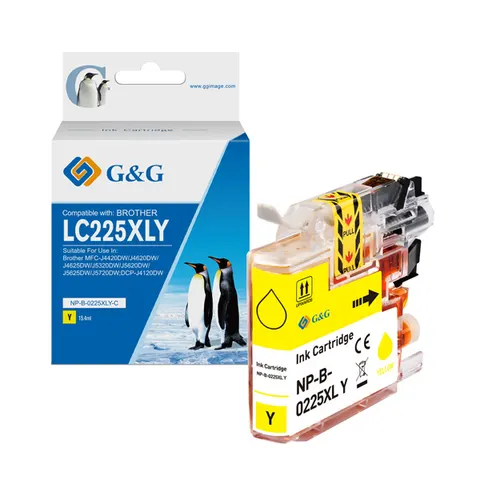 Tusz G&G zamiennik Brother LC-225XLY - żółty, 1200 stron