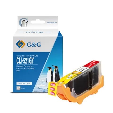 Tusz G&G zamiennik Canon CLI521GY - szary, 8,4 ml