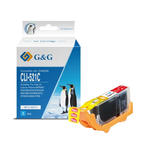 Tusz G&G zamiennik Canon CLI521C - cyan, 8,4 ml