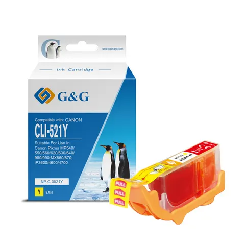 Tusz G&G zamiennik Canon CLI521Y - żółty, 8,4 ml