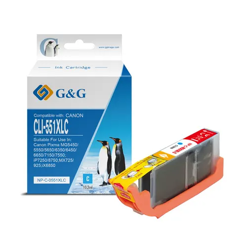 Tusz G&G zamiennik Canon CLI551C XL - cyan, 10,2 ml, XL
