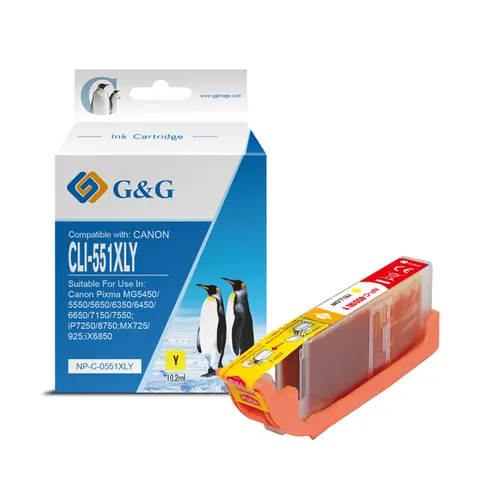 Tusz G&G zamiennik Canon CLI551Y XL - żółty, 10,2 ml, XL