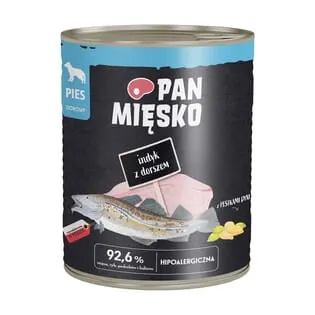 Pan Mięsko Karma mokra dla psa Indyk z dorszem (dorosły) 800g