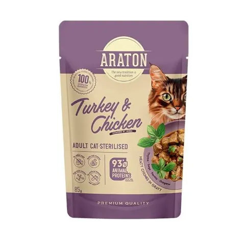 ARATON Adult Cat Indyk i Kurczak – karma mokra dla kotów 85 g